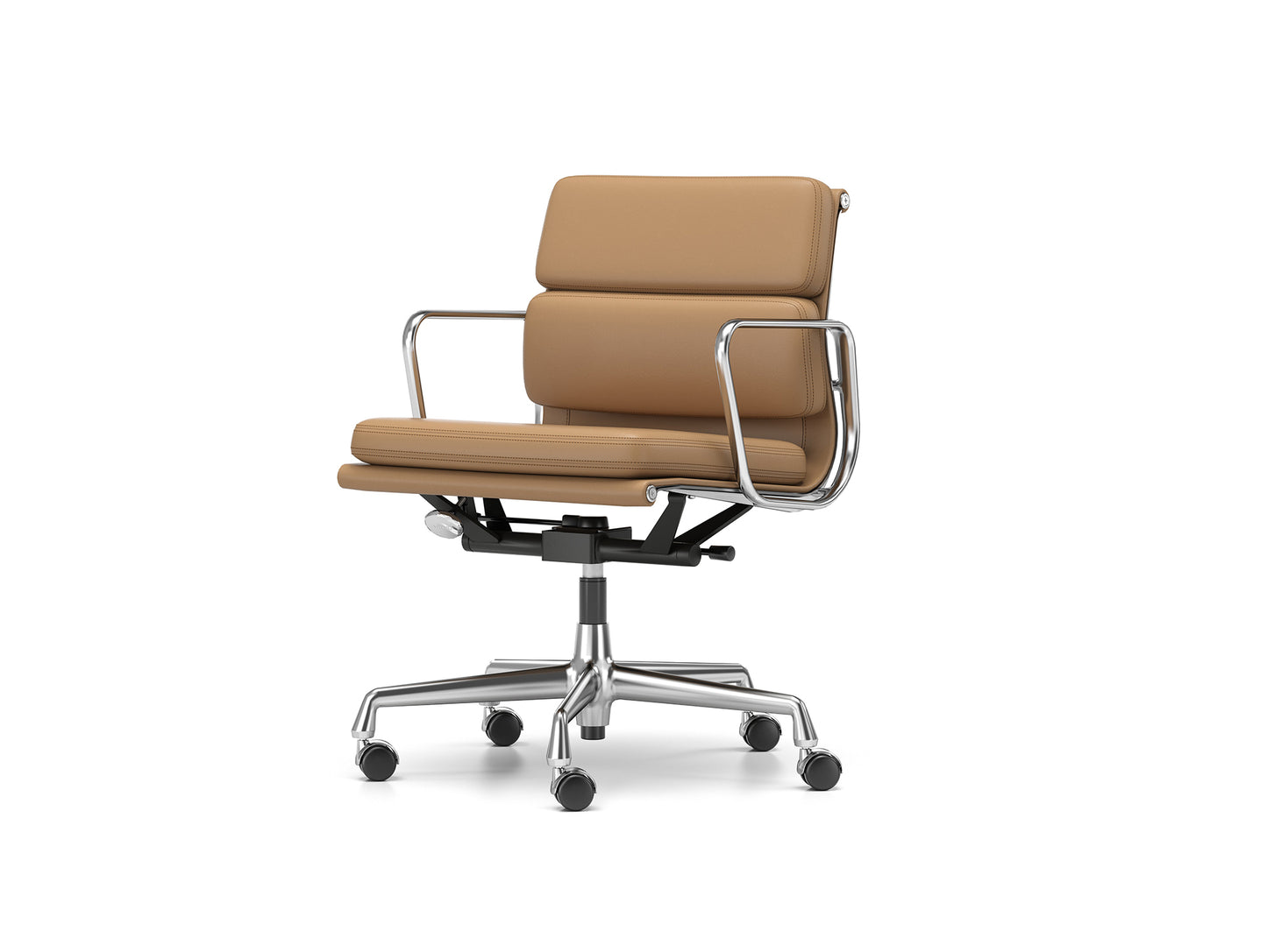 Soft Pad Work Chair EA 217 by Vitra - Chromed Aluminium / Camel Premium F Leather