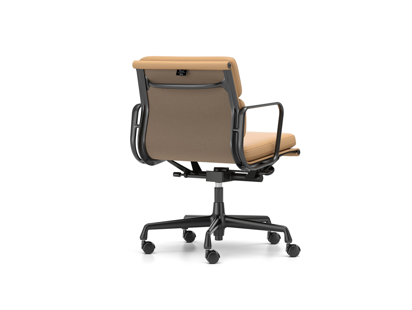 Soft Pad Work Chair EA 217 by Vitra - Black Aluminium / Ochre Premium F Leather