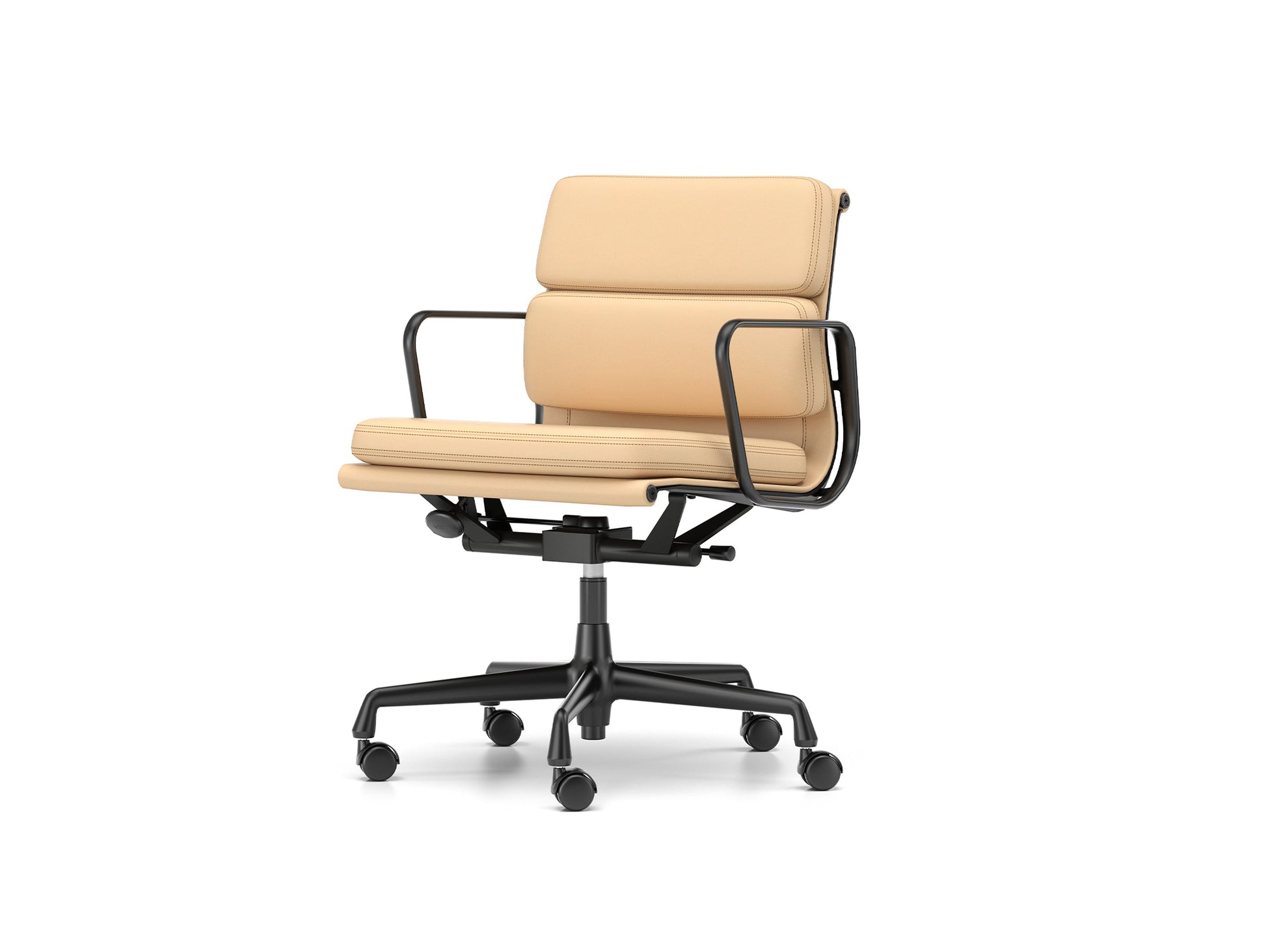 Soft Pad Work Chair EA 217 by Vitra - Black Aluminium / Cashew Premium F Leather
