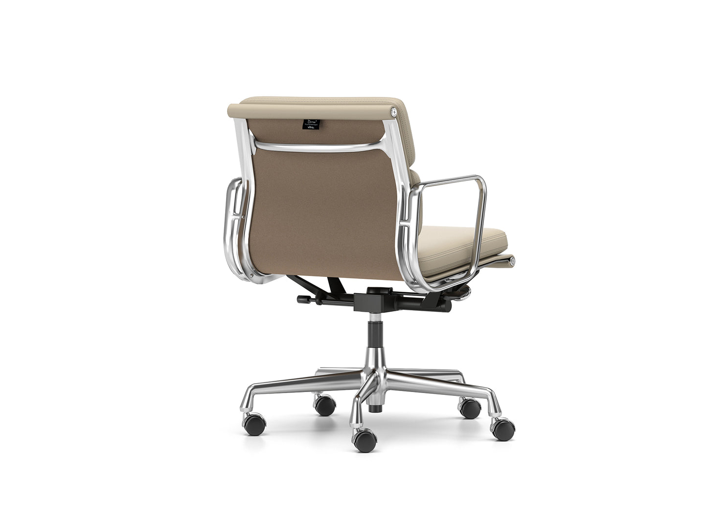 Soft Pad Work Chair EA 217 by Vitra - Chromed Aluminium / Sand Premium F Leather