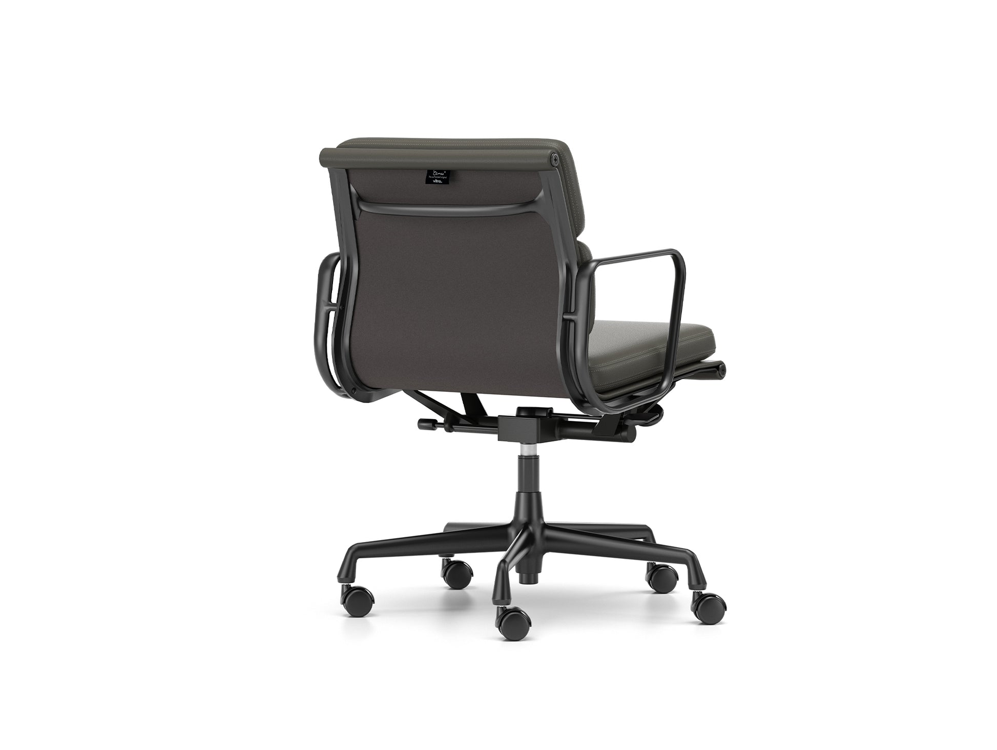 Soft Pad Work Chair EA 217 by Vitra - Black Aluminium / Umbra Grey Premium F Leather