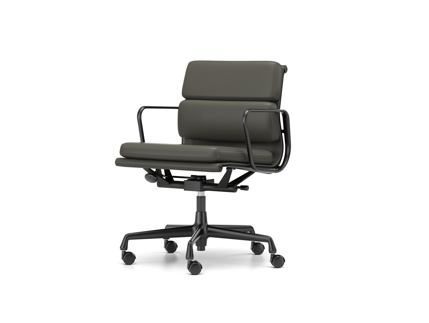 Soft Pad Work Chair EA 217 by Vitra - Black Aluminium / Umbra Grey Premium F Leather