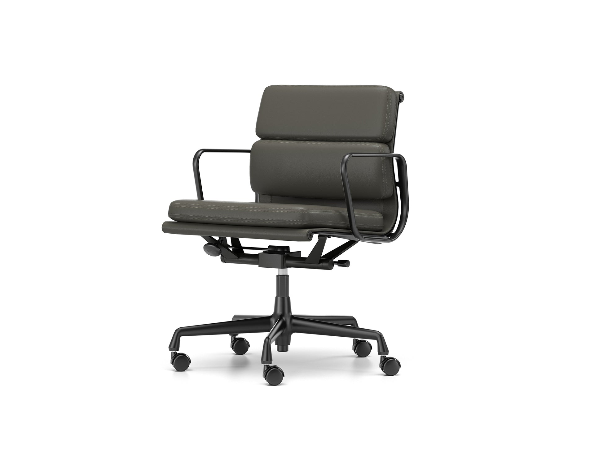 Soft Pad Work Chair EA 217 by Vitra - Black Aluminium / Umbra Grey Premium F Leather