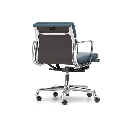 Soft Pad Work Chair EA 217 by Vitra - Chromed Aluminium / Smoke Blue Premium F Leather