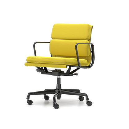 Soft Pad Work Chair EA 217 by Vitra - Black Aluminium / Track Pastel Green Canola