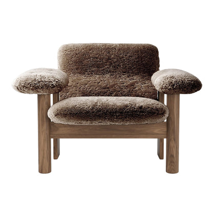 Brasilia Low Back Lounge Chair by Audo Copenhagen - Walnut / Sheepskin Sahara