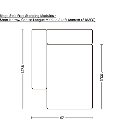 Mags Sofa - Free Standing Modules by HAY - Short Narrow Chaise Longue Module / Left Armrest (8162FS)