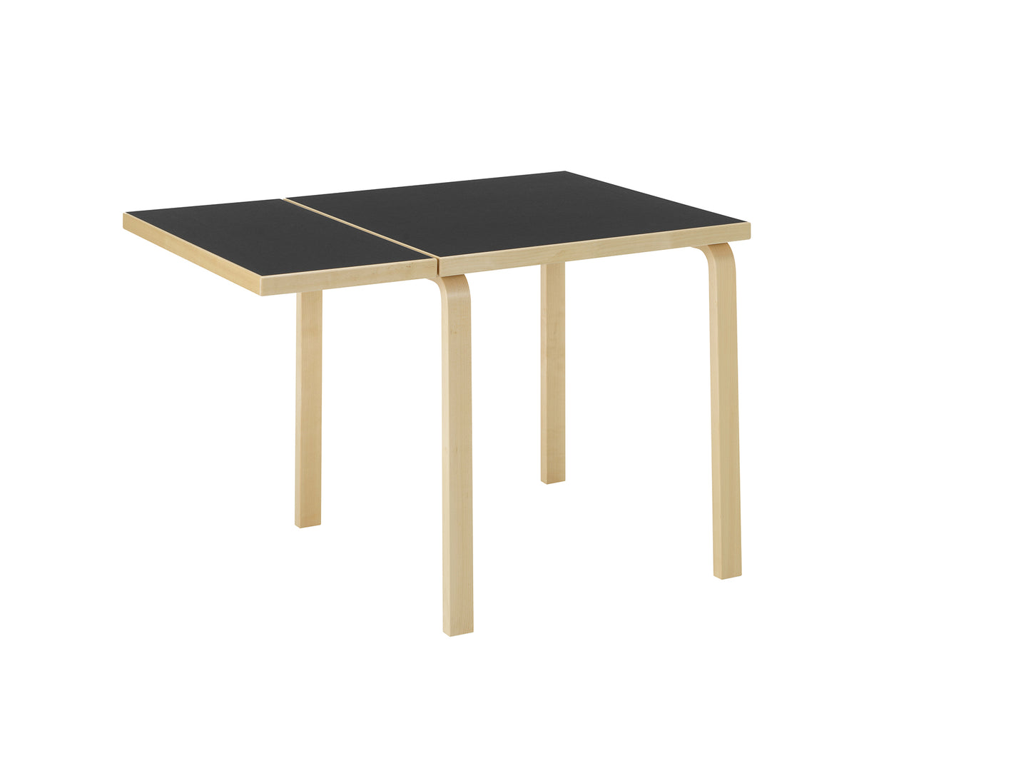Aalto Table Foldable by Artek - Top: Black Linoleum / Drop Leaf: Black Linoleum