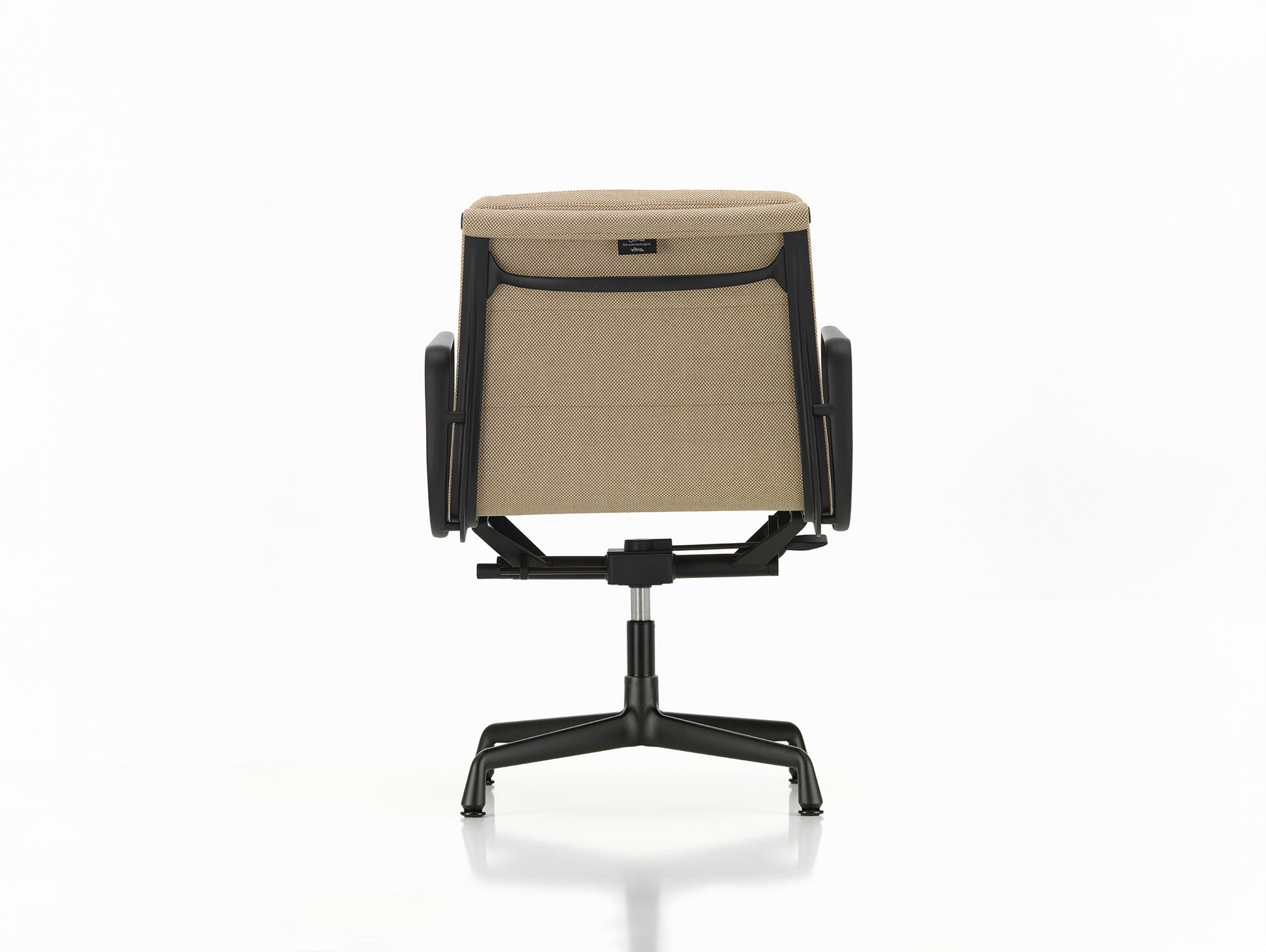 Soft Pad Office Chair EA 231 by Vitra - Deep Black Powder-Coated Aluminium / Laser RE Papyrus / Cream (F40)