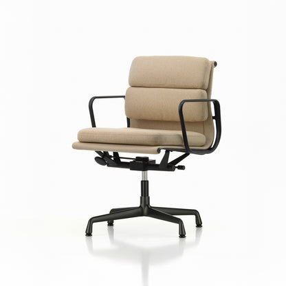Soft Pad Office Chair EA 231 by Vitra - Deep Black Powder-Coated Aluminium / Laser RE Papyrus / Cream (F40)