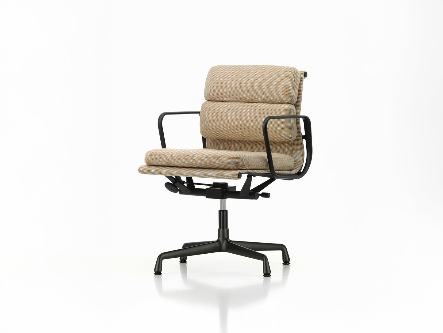 Soft Pad Office Chair EA 231 by Vitra - Deep Black Powder-Coated Aluminium / Laser RE Papyrus / Cream (F40)