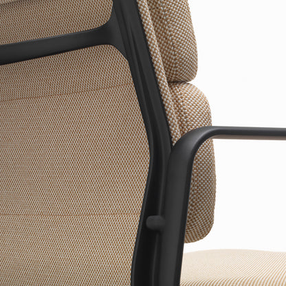 Soft Pad Office Chair EA 231 by Vitra - Deep Black Powder-Coated Aluminium / Laser RE Papyrus / Cream (F40)