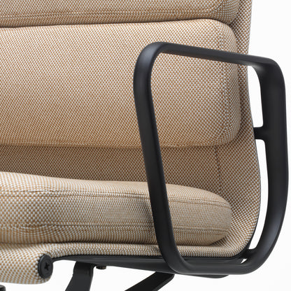 Soft Pad Office Chair EA 231 by Vitra - Deep Black Powder-Coated Aluminium / Laser RE Papyrus / Cream (F40)