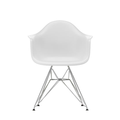 Eames DAR Plastic Armchair RE by Vitra - 85 Cotton White Shell / Chrome Base