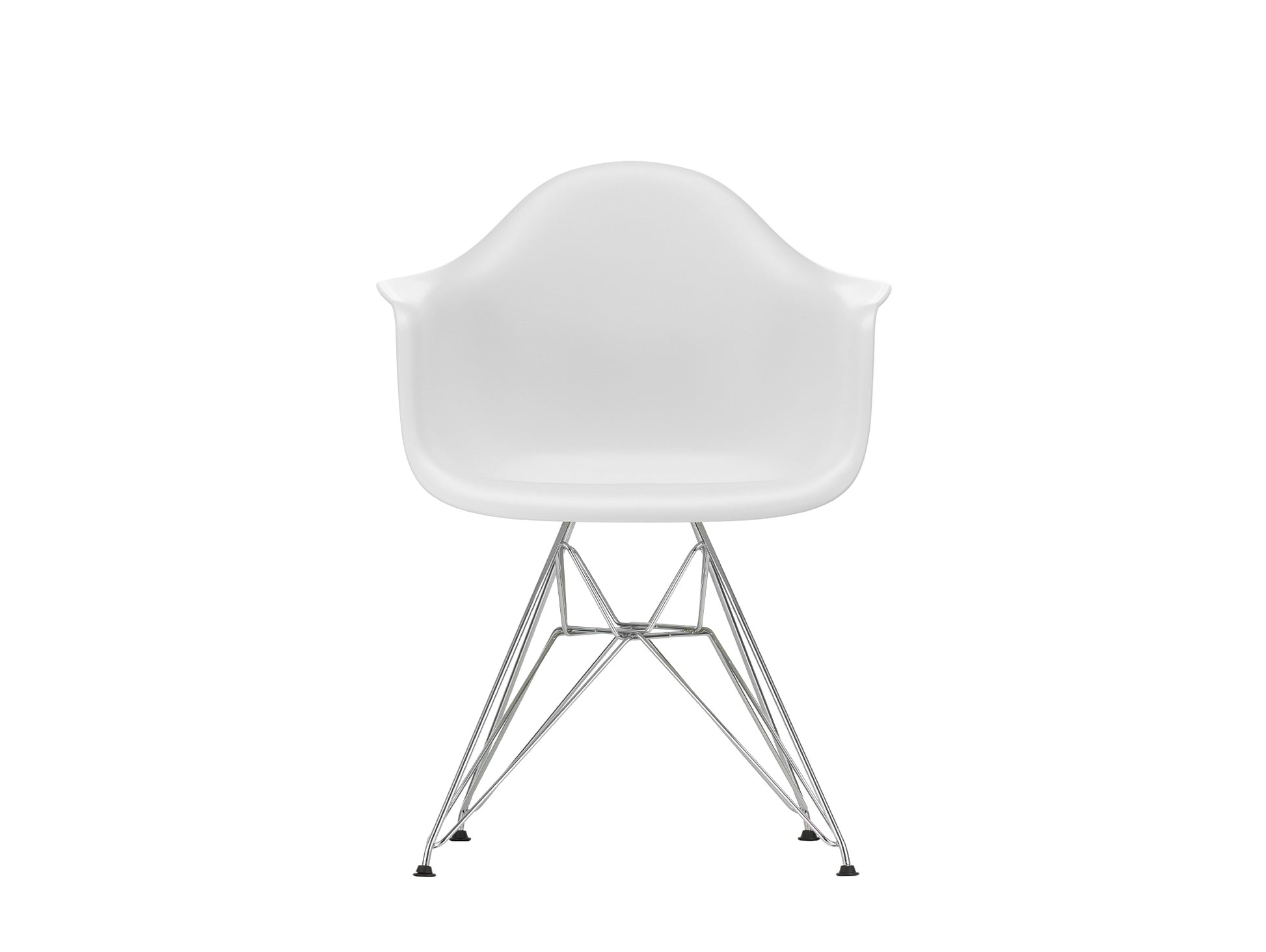 Eames DAR Plastic Armchair RE by Vitra - 85 Cotton White Shell / Chrome Base