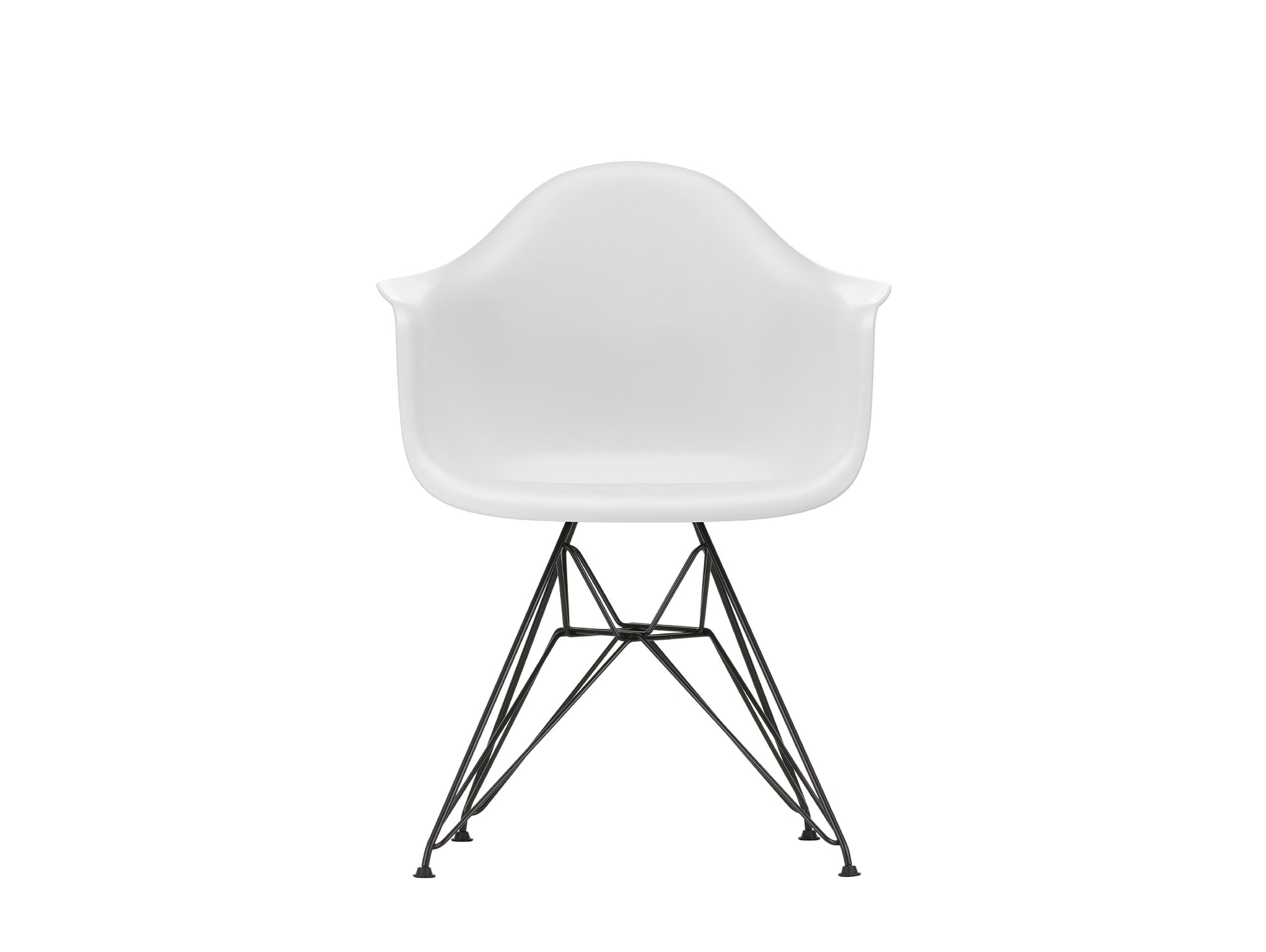 Eames DAR Plastic Armchair RE by Vitra - 85 Cotton White Shell / Basic Dark Base