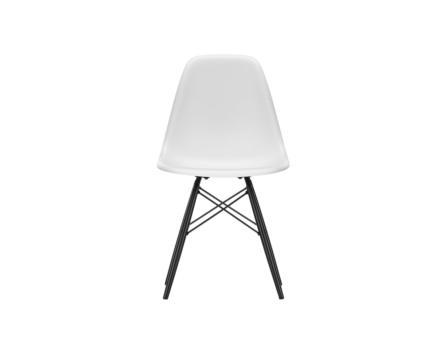Vitra Eames DSW Plastic Side Chair - 85 Cotton White / Black Maple