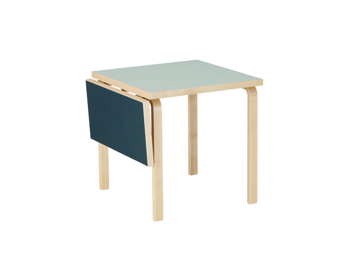 Aalto Table Foldable by Artek - Top: Vapour Linoleum / Drop Leaf: Smokey Blue Linoleum