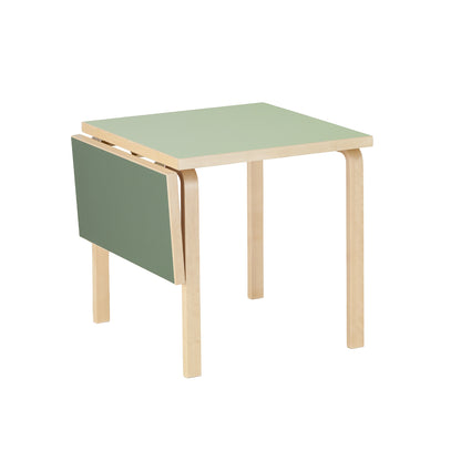 Aalto Table Foldable by Artek - Top: Pistachio Linoleum / Drop Leaf: Olive Linoleum