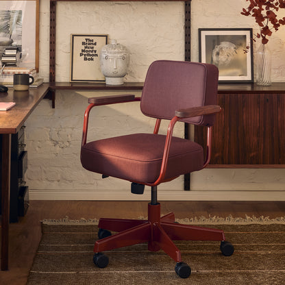 Fauteuil Direction Pivotant by Vitra - Japanese Red Frame / Volo 69 Marron (F60)
