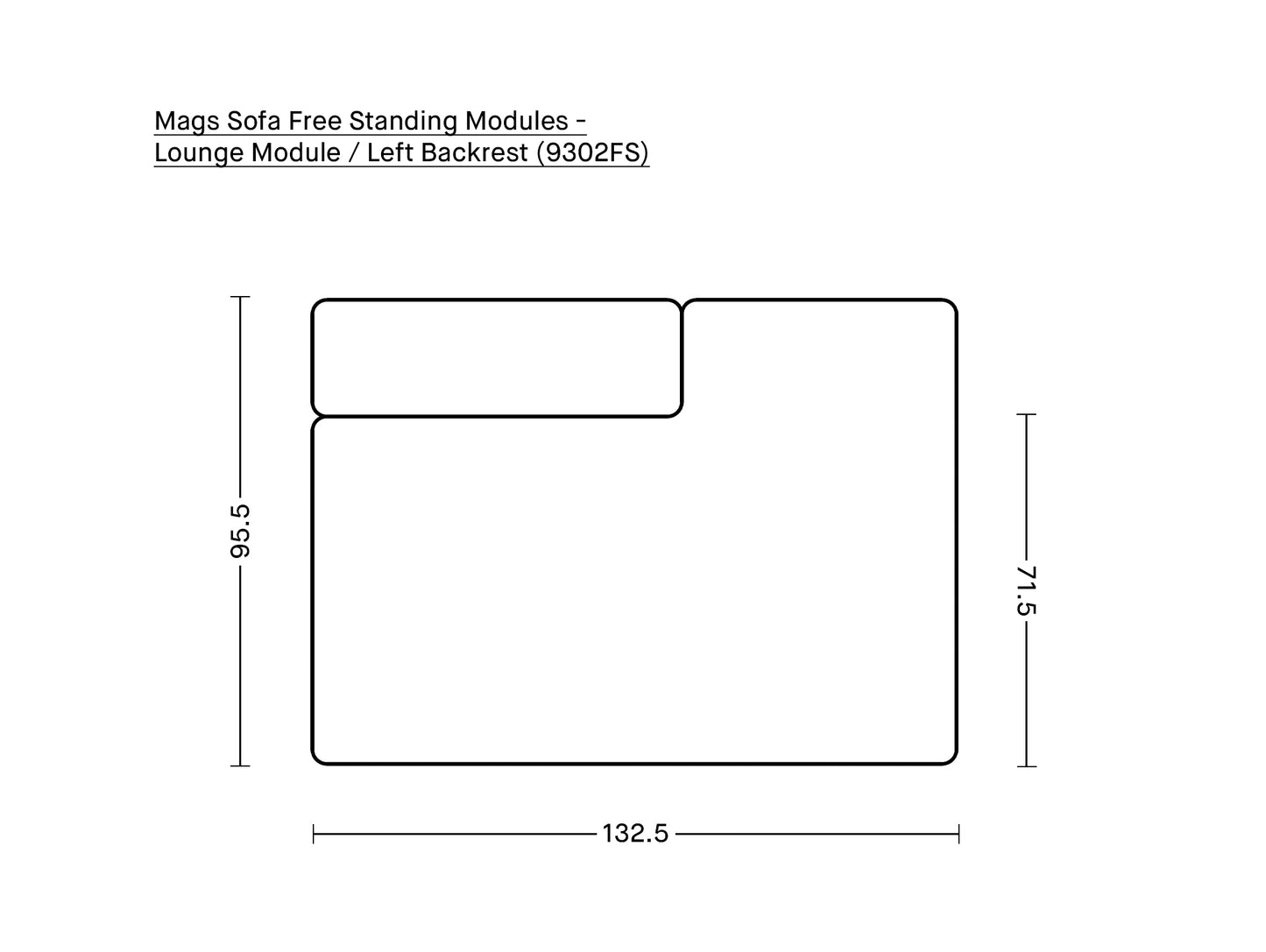 Mags Sofa - Free Standing Modules by HAY - Lounge Module / Left Backrest (9302FS)