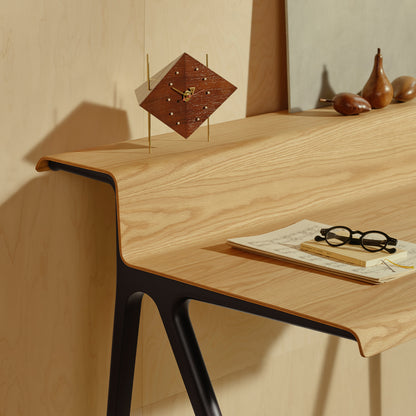 Courier Desk by Vitra - Light Oak Veneer Tabletop / Dark Bordeaux Aluminium Base