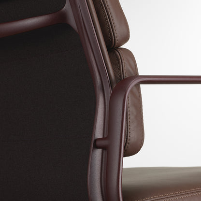 Soft Pad Conference Chair EA 208 by Vitra - Dark Bordeaux Powder-Coated Aluminium / Seat: Marron Premium F Leather / Back: Plano Brown (L50)