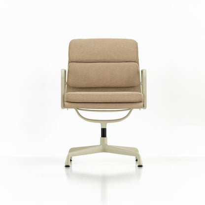 Soft Pad Conference Chair EA 208 by Vitra - Chalk Powder-Coated Aluminium / Laser RE Papyrus Cream (F40)