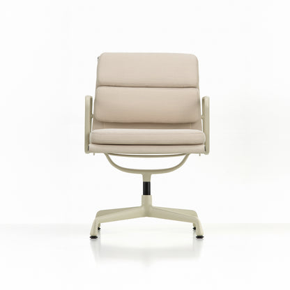 Soft Pad Conference Chair EA 208 by Vitra - Chalk Powder-Coated Aluminium / Track Light Grey Cream (F120)