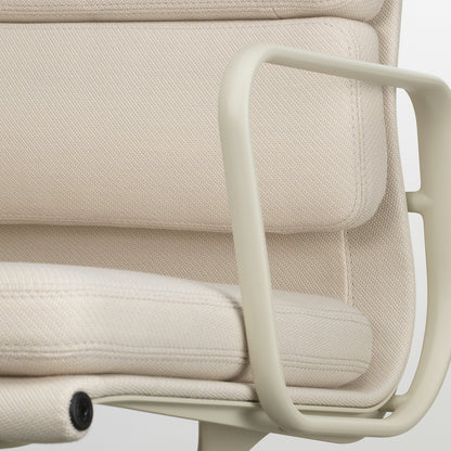 Soft Pad Conference Chair EA 208 by Vitra - Chalk Powder-Coated Aluminium / Track Light Grey Cream (F120)