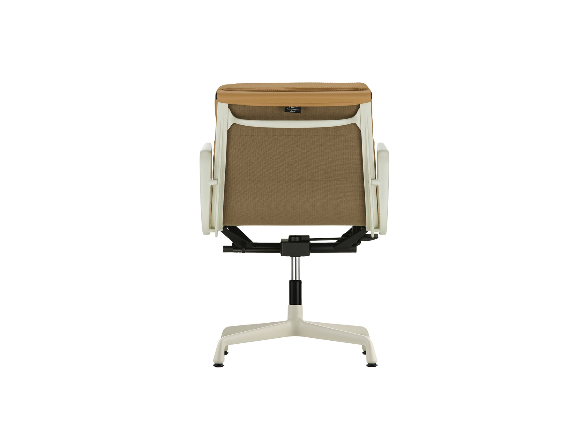 Soft Pad Office Chair EA 231 by Vitra - Chalk Powder-Coated Aluminium / Seat: Ochre Premium F Leather / Back: Plano Coffee (L50)