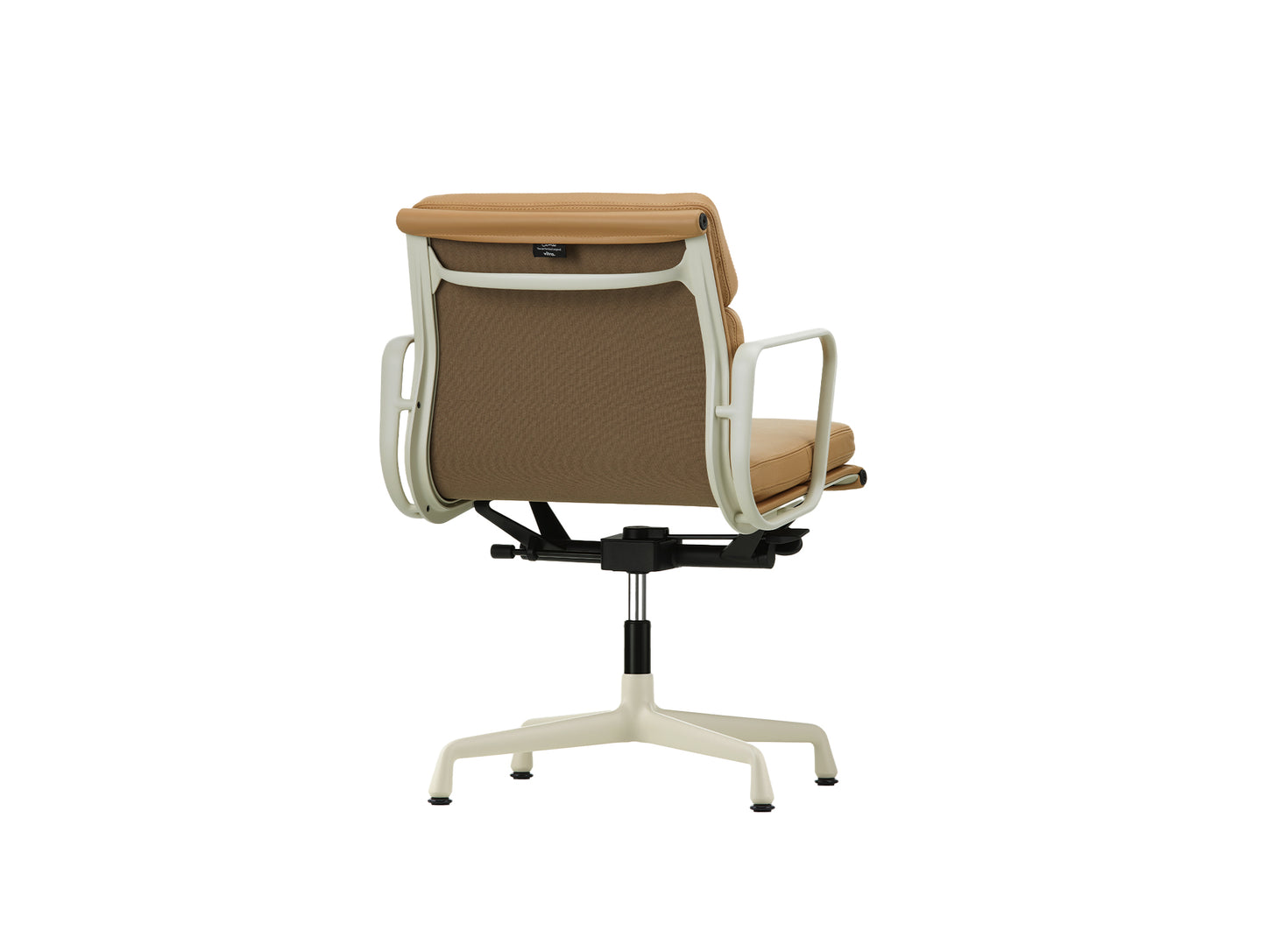 Soft Pad Office Chair EA 231 by Vitra - Chalk Powder-Coated Aluminium / Seat: Ochre Premium F Leather / Back: Plano Coffee (L50)