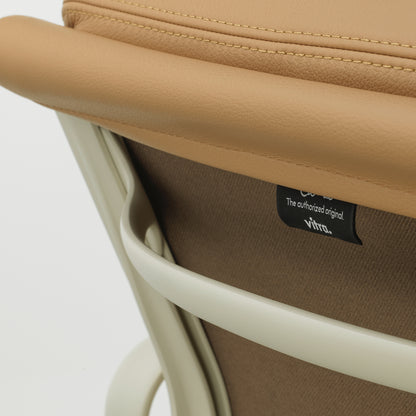 Soft Pad Office Chair EA 231 by Vitra - Chalk Powder-Coated Aluminium / Seat: Ochre Premium F Leather / Back: Plano Coffee (L50)