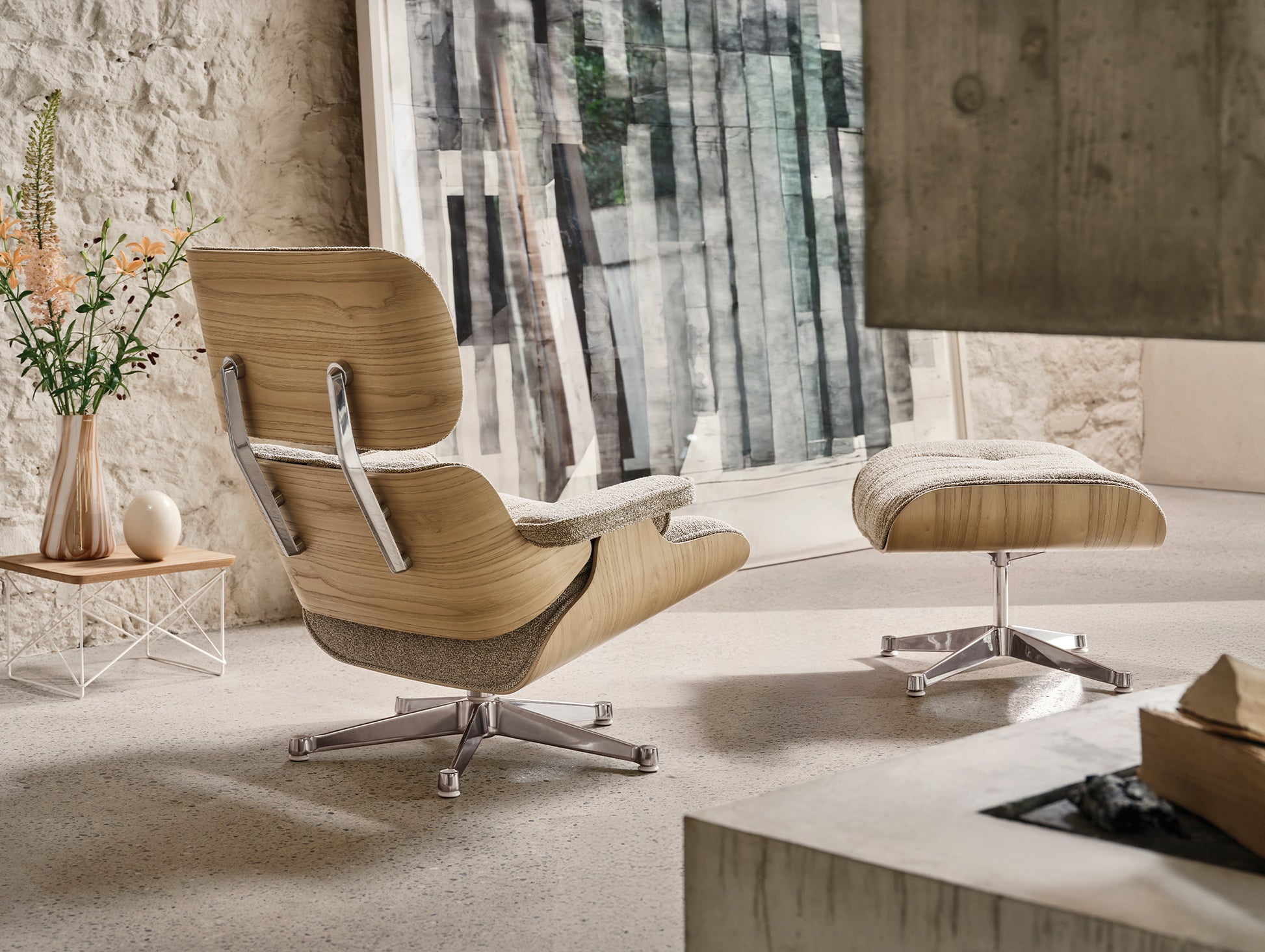 Eames Lounge Chair by Vitra -Lacquered Chestnut / Bamboo Terra 04 Nubia