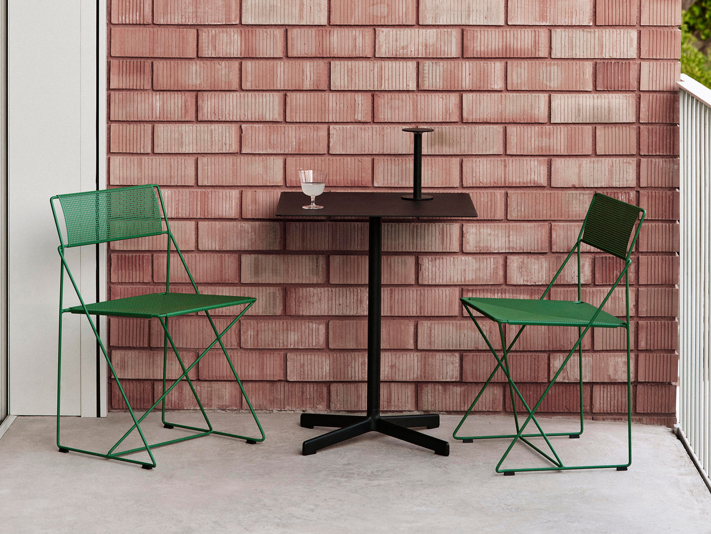 X-Line Chair Outdoor by HAY – Leek Green Powder-Coated Steel Frame / Leek Green Seat and Back