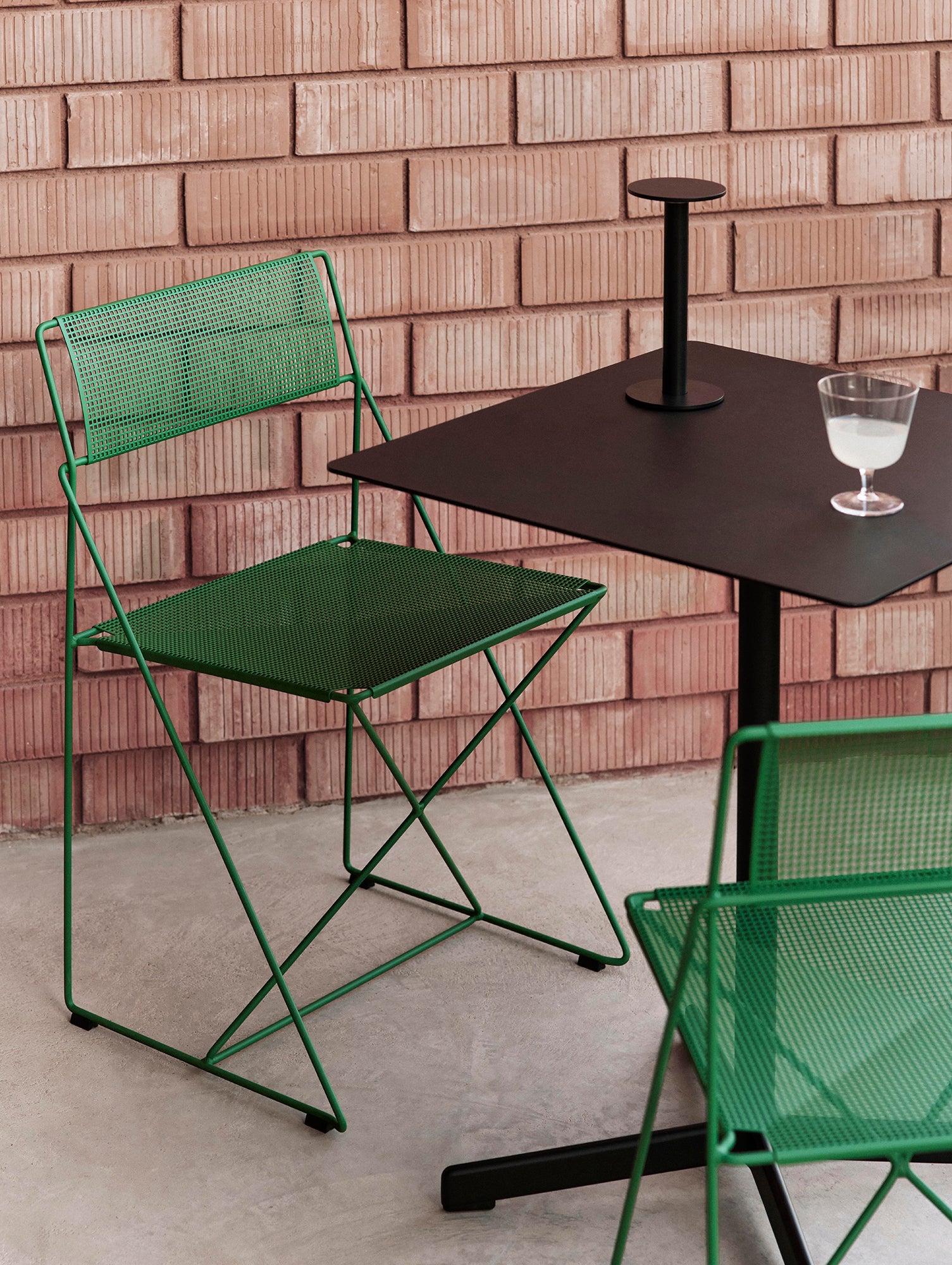 X-Line Chair Outdoor by HAY – Leek Green Powder-Coated Steel Frame / Leek Green Seat and Back