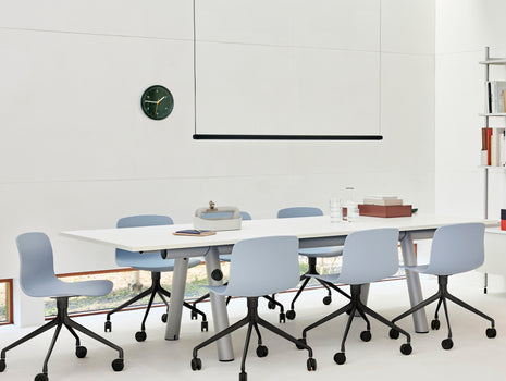 Boa Table by HAY - Metallic Grey Frame / White Laminate Tabletop