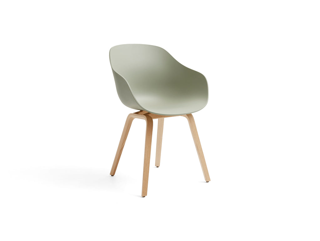 About A Chair AAC 222 - New Colours by HAY / Pastel Green Shell / Lacquered Oak Base