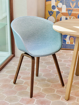 About A Chair AAC 22 - Front Upholstery by HAY - Slate Blue 2.0 + Mode 002 Shell  / Lacquered Walnut Base