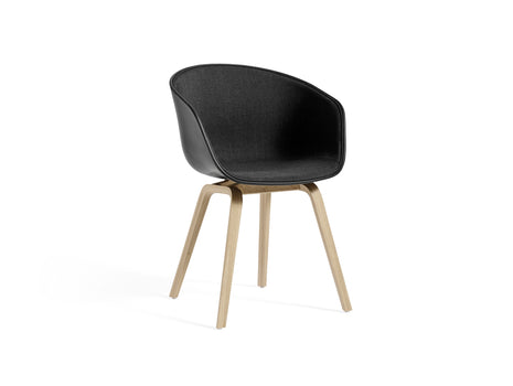 About A Chair AAC 22 - Front Upholstery by HAY - Black 2.0 + Remix 3 183 Shell / Lacquered Oak Base