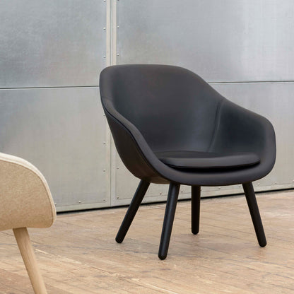 About A Lounge Chair - AAL 82 by HAY / Black Sense Leather / Black Lacquered Oak Base