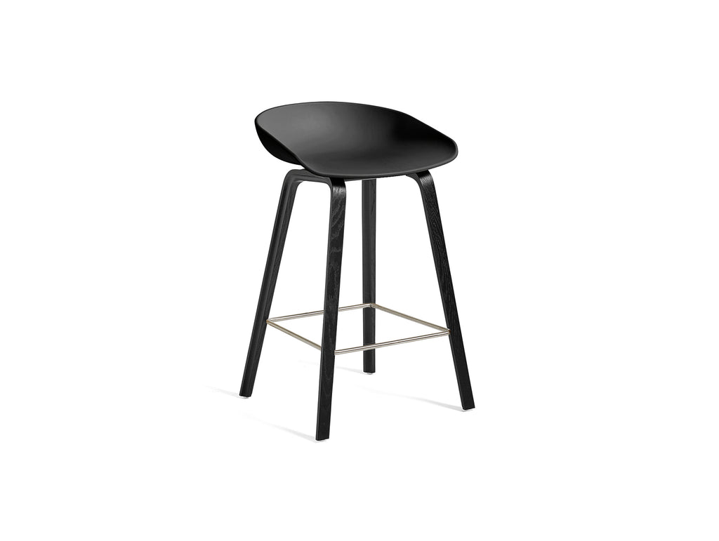 About A Stool AAS 32 by HAY - H 65cm / Black Shell / Black Lacquered Oak Base