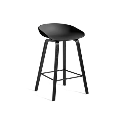 About A Stool AAS 32 by HAY - H 65cm /  Black Shell / Black Lacquered Oak Base