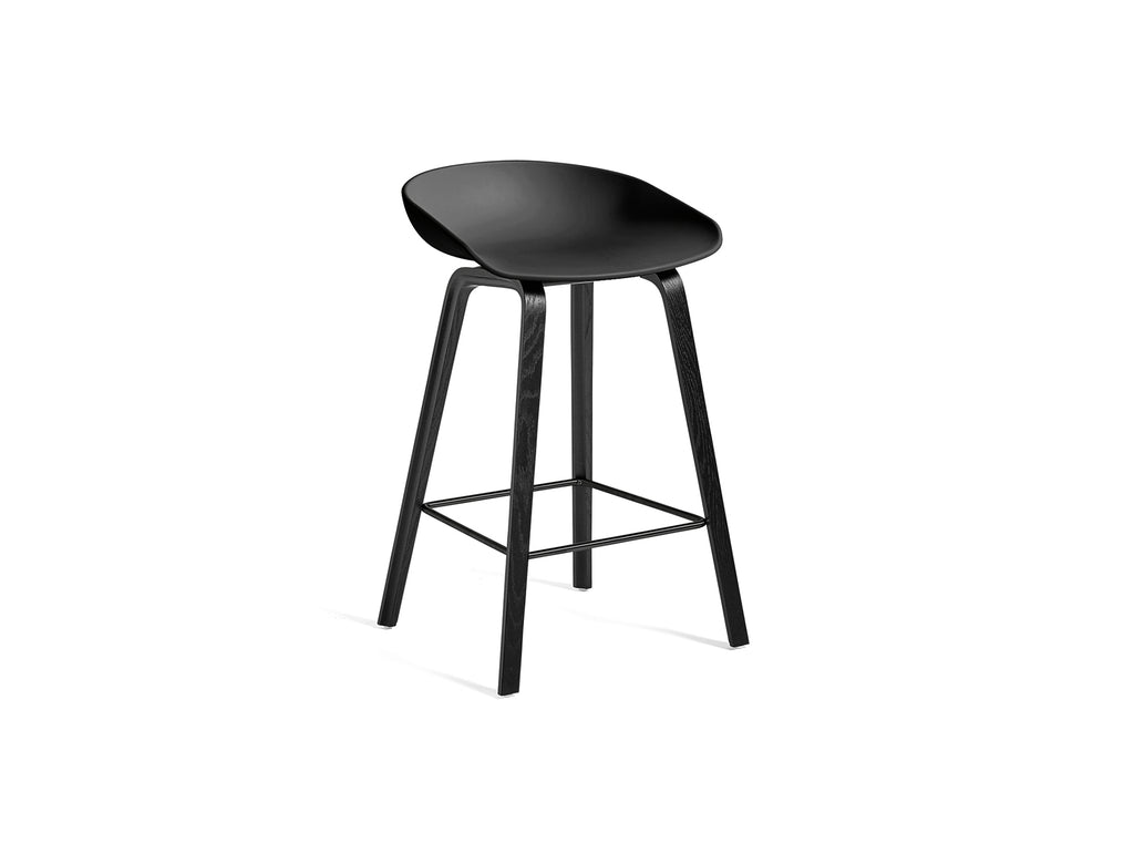 About A Stool AAS 32 by HAY - H 65cm /  Black Shell / Black Lacquered Oak Base