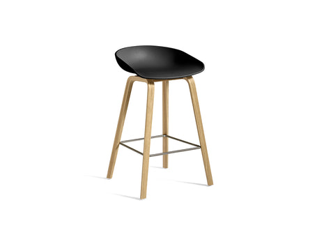 About A Stool AAS 32 by HAY - H 65cm /  Black Shell / Lacquered Oak Base