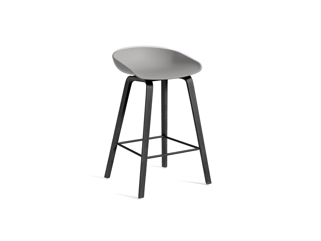 About A Stool AAS 32 by HAY - H 65cm / Concrete Grey  Shell / Black Lacquered Oak Base