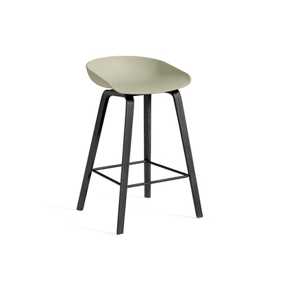 About A Stool AAS 32 by HAY - H 65cm /  Dusty Green Shell / Black Lacquered Oak Base