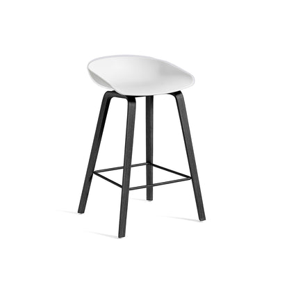 About A Stool AAS 32 by HAY - H 65cm / White  Shell / Black Lacquered Oak Base
