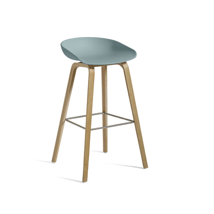 About A Stool AAS 32 by HAY - H 75cm / Dusty Blue Shell / Soaped Oak Base