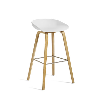 About A Stool AAS 32 by HAY - H 75cm / White Shell / Lacquered Oak Base